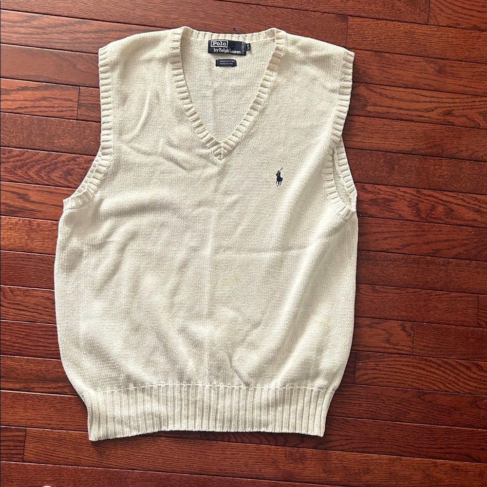 Polo by Ralph Lauren Men's V-Neck Sweater Vest in Cream